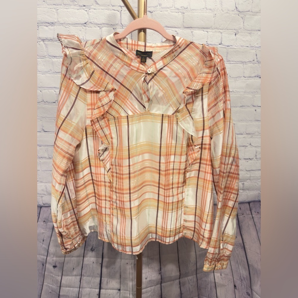 Anthropologie Current Air Polly Ruffled Peasant Blouse size Large, Like New!!! - Picture 4 of 15